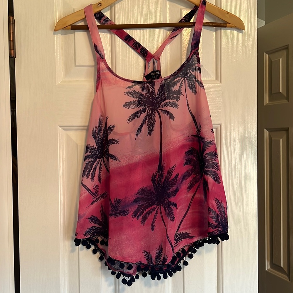 Palm Tree Chiffon Top